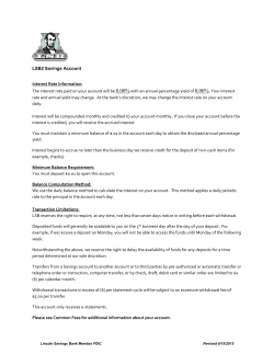 LSB2 Savings Account Interest Rate Information: The interest rate