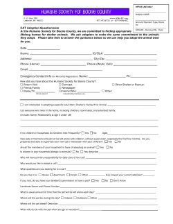 Cat adoption application - Humane Society for Boone County