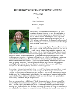 THE HISTORY OF RICHMOND FRIENDS MEETING 1795--1962