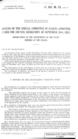 C. 212. M. 72. 1926. v . replies of the special committee of jurists