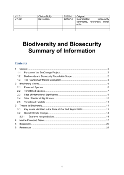 Biodiversity and Biosecurity Summary of Information