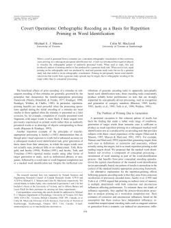 Orthographic Recoding as a Basis for Repetition Priming in Word