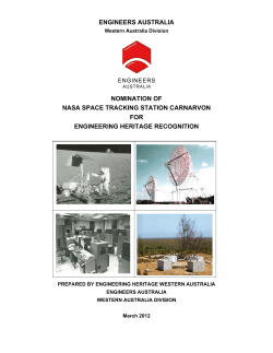 NASA Space Tracking Station Carnarvon - Nomination