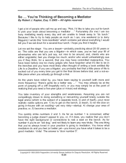 So You`re Thinking of Becoming a Mediator