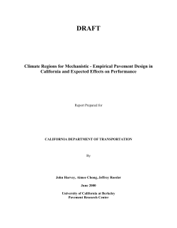 DRAFT Climate Regions for Mechanistic - Empirical