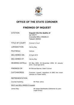 Coronial Findings - Ian DAVY, Concetta DELL`ANGELO, Takeshi