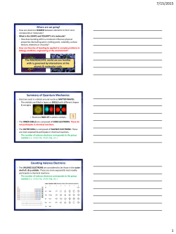 Summary of Quantum Mechanics: Counting Valence Electrons: