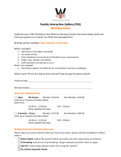 Family Interactive Gallery (FIG) Birthday Party