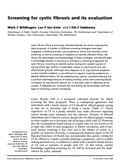 Screening for cystic fibrosis and its evaluation