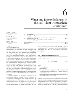 Water and Energy Balances in the Soil&ndash;Plant&ndash;Atmosphere Continuum