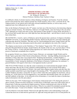JOSEPH NICHOLS AND THE MOVEMENT OF NICHOLITES