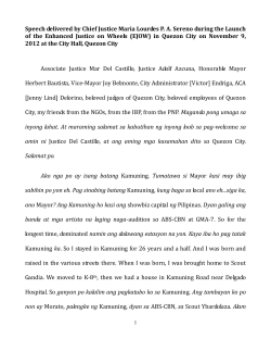 Speech delivered by Chief Justice Maria Lourdes PA Sereno during