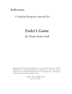 Ender`s Game - Response Journal Sample PDF