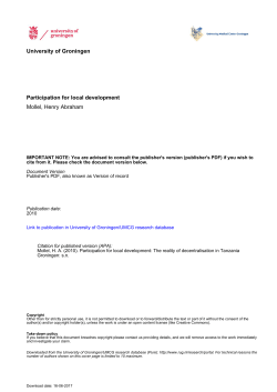University of Groningen Participation for local development