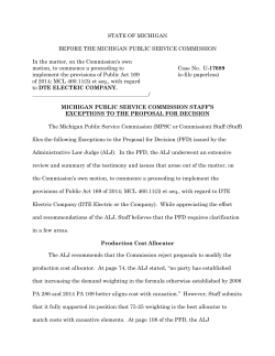 STATE OF MICHIGAN BEFORE THE MICHIGAN PUBLIC SERVICE