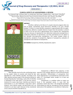 Journal of Drug Discovery and Therapeutics 1 (2) 2013, 10-14