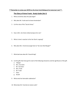 The Diary of Anne Frank: Study Guide (Act I)