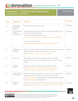 Lesson 2 - Traits of an Innovator