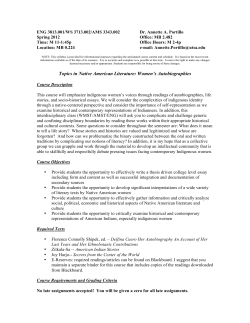 Topics in Native American Literature: Women`s Autobiographies