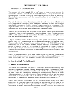 Measurement and Error Summary