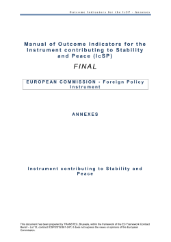 Manual of Outcome Indicators for the Instrument contributing to
