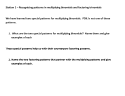 Station 1 &ndash; Recognizing patterns in multiplying binomials and