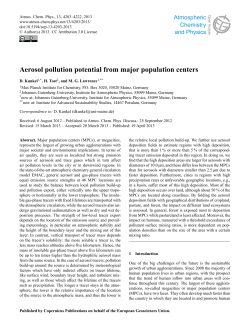 Aerosol pollution potential from major population centers