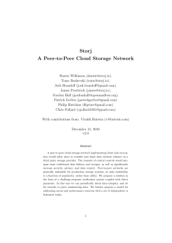 Storj A Peer-to-Peer Cloud Storage Network