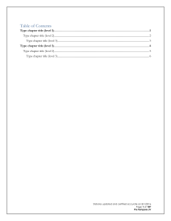 Table of Contents - University of South Florida