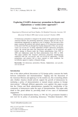 Exploring USAID`s democracy promotion in Bosnia and Afghanistan
