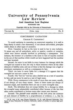 Concurrent Causation - Penn Law: Legal Scholarship Repository