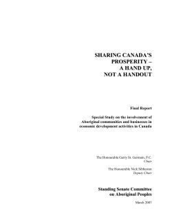 sharing canada`s prosperity &ndash; a hand up, not a