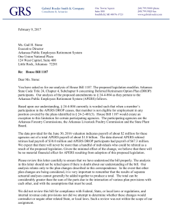 February 9, 2017 Ms. Gail H. Stone Executive Director Arkansas