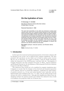 On the hydration of ions