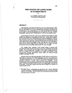 THE STATUS OF LANGUAGES IN PUERTO RICO