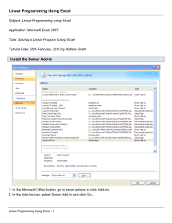 Linear Programming Using Excel