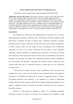 Rawls, Republicanism and Property-Owning Democracy