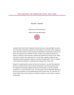 SECULARIZING THE AMERICAN STATE, 1876