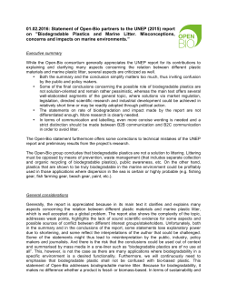 Comment on the UNEP report on biodegradable plastics and marine