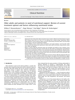 Older adults and patients in need of nutritional support: Review of