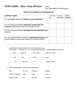 STUDY GUIDE &ndash; Elem, Comp, Mixtures