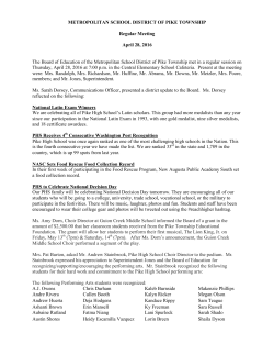 METROPOLITAN SCHOOL DISTRICT OF PIKE TOWNSHIP Regular
