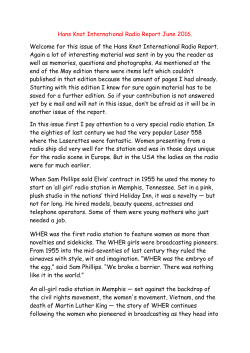 Hans Knot International Radio Report June 2016. Welcome for this