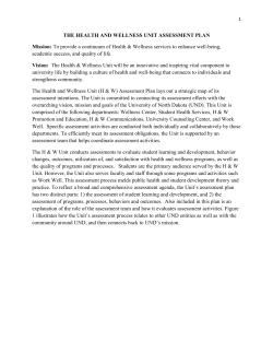 THE HEALTH AND WELLNESS UNIT ASSESSMENT PLAN Mission