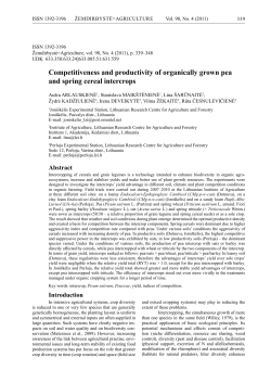 Competitiveness and productivity of organically grown pea and