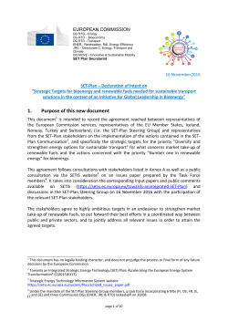 Declaration on Renewable fuels and bioenergy - SETIS