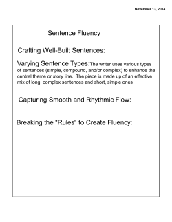 Sentence Fluency Crafting Well-Built Sentences: Capturing Smooth