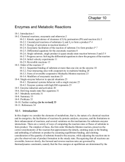 Chapter 10 Enzymes and Metabolic Reactions