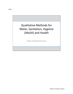 Qualitative Methods for Water, Sanitation, Hygiene