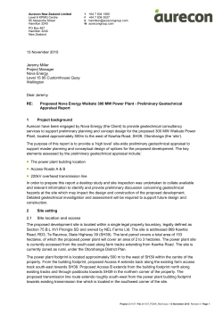 13 November 2015 Jeremy Miller Project Manager Nova Energy